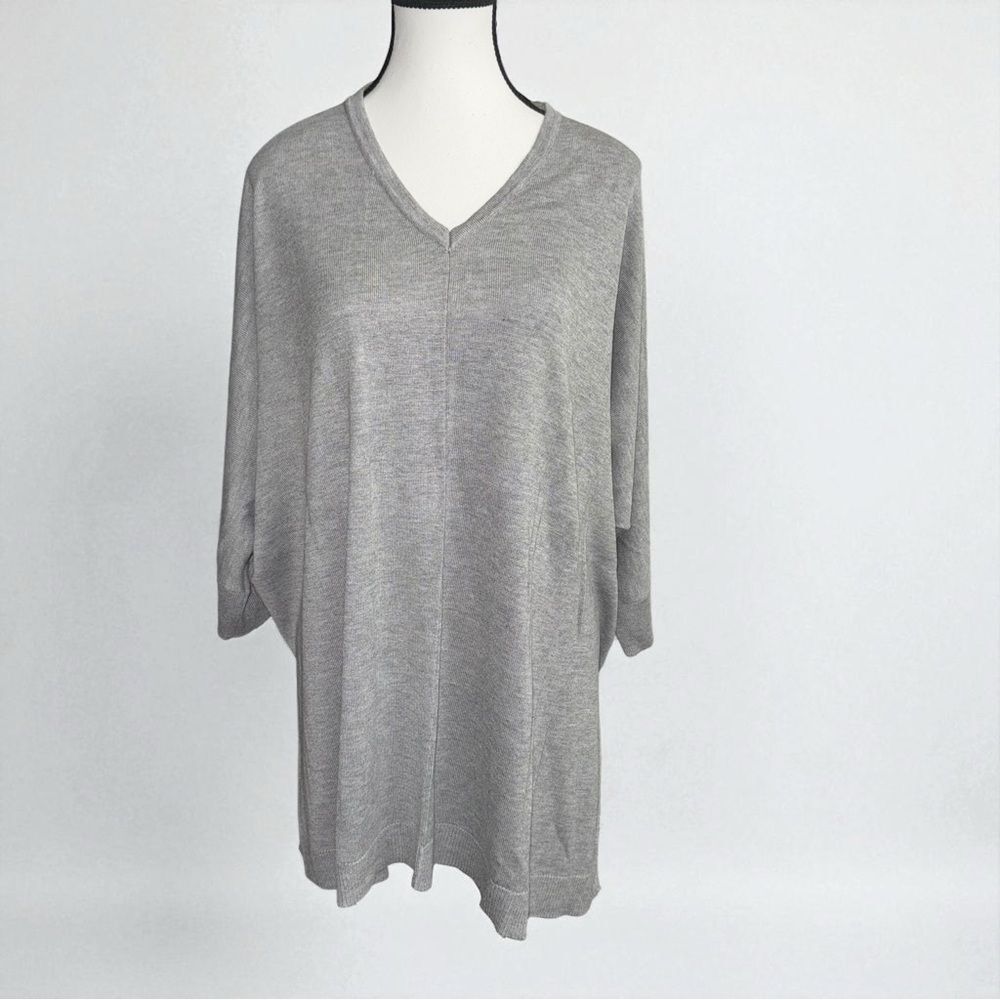 Laurie Felt Heather Gray Oversized Relaxed Pullover Sweater Size M/L